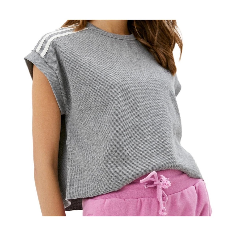 Adidas originals blue version waffle knit crop top dolphin hem shorts set gray M - Picture 16 of 16